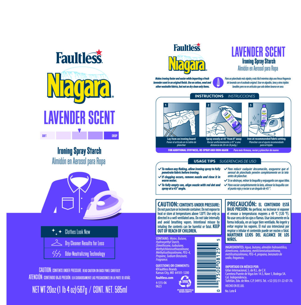 Faultless Niagara Lavender Scent Ironing Spray Starch 3 Pack